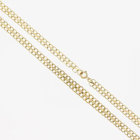 Collier, doserad X-länk, 45cm, bredd 5-6,5mm, smärre skevheter, 18K.  Vikt: 11,1 g