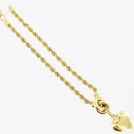 Armband, Cordell med integrerat hänge hjärta, 19,5 cm, bredd 3-30 mm, ihåligt, 18K. Vikt: 7,1 g