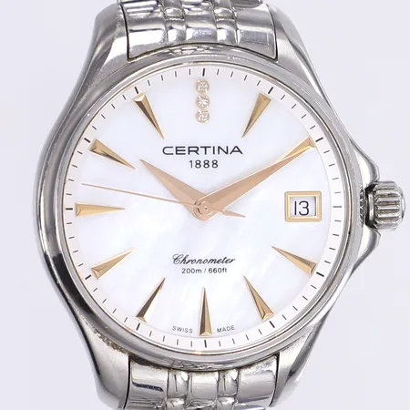 Damur Certina DS Action Lady Diamonds, Ø33mm, quartz, ref C032051A, pärlemorurtavla med diamantindex kl 12, bruksslitage, inga tillbehör
