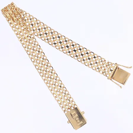 Armband X-länk, 18,5cm, bredd 10mm, tillv. Alton Falköping, 18K Vikt: 15,8 g