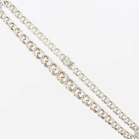 Collier Bismarck, 46cm, doserad 8-12mm, INP,  silver 925/1000. Vikt: 48,6 g