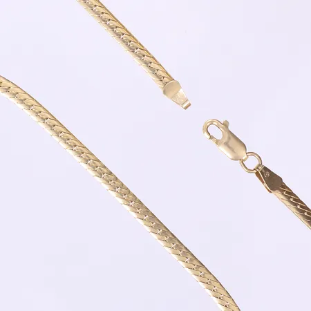 Halskedja, 42,5cm, bredd 3mm, 14K Vikt: 14,6 g