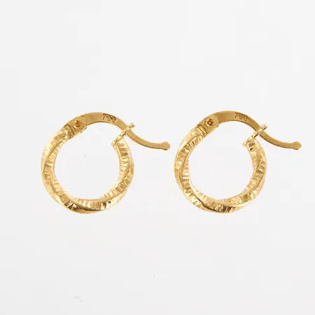 Ett par Örhängen skruvade Creoler Ø15mm, bredd: 2mm, mindre bucklor, 18K,  Vikt: 1,1 g