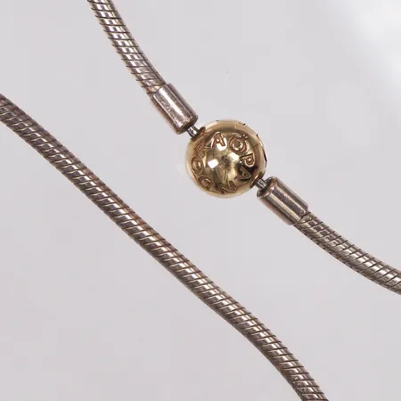 Kedja, Pandora, längd 49cm, bredd 3mm, silver 925/1000, guldlås i 14K Vikt: 33 g