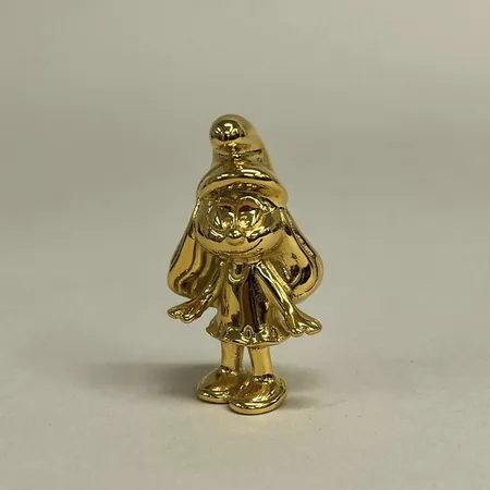 Figurin, Smurfan, höjd 55mm, Smurfs x Skultuna, guldpläterat stål, originalask. Nypris 1000kr