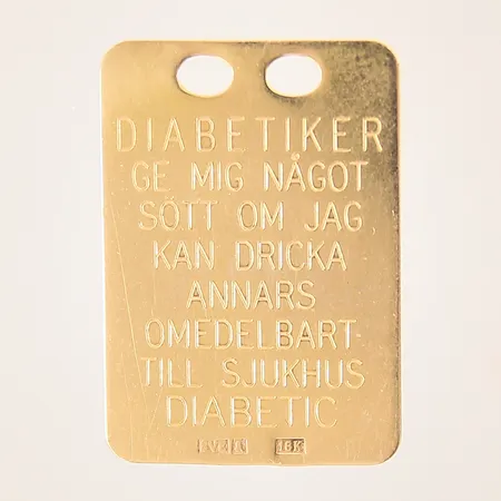 Hänge, ID-bricka, waran/diabetiker, 18K Vikt: 2,1 g