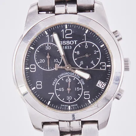 Herrur Tissot 1853, quartz,, #378/478, SKQBB-4812, står stilla i behov utav batteribyte, datum, chronograf, J378/478, stål med stållänk
