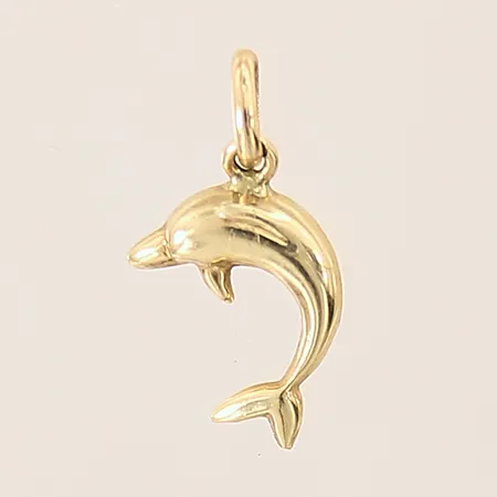 Hänge, delfin, 14x8mm, bucklig ögla, 18K Vikt: 0,3 g