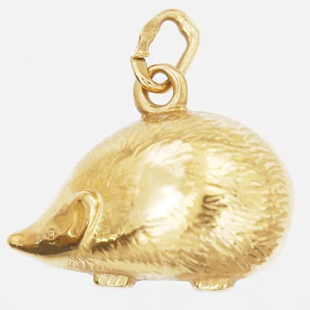 Hänge, igelkott, höjd inkl ögla 17mm, bredd 1-9mm, 18K Guld.  Vikt: 1,2 g