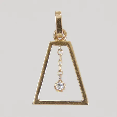 Hänge, åttkantsslipad diamant 1x ca 0,02ct, längd inklusive ögla 22mm, bredd 15mm, 18K Vikt: 1,6 g