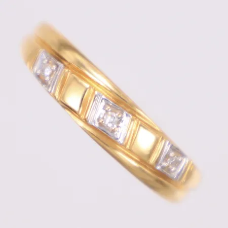 Ring med åttkantslipade diamanter ca 0,02ctv, stl 16, Guldfynd, 18K Vikt: 1,3 g