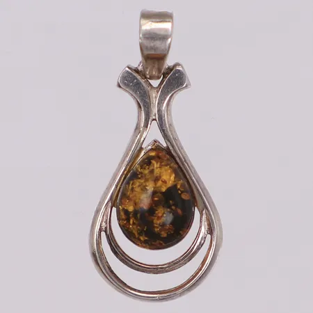 Hänge med bärnsten, längd 35mm, 925//1000 silver  Vikt: 2,6 g