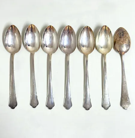 7 Matskedar, modell Chippendale, längd 18cm, GAB, 830/1000 silver Vikt: 259,2 g