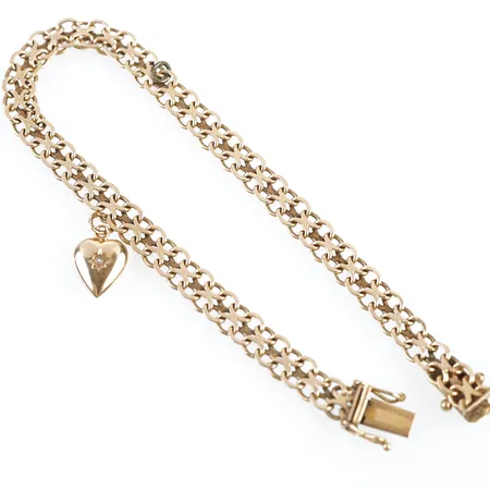 Armband m 1 berlock, 19cm, bredd 6mm, 18k Vikt: 10 g
