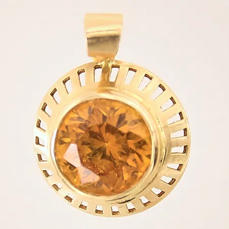 Hänge med citrin, 25x17mm, bucklig ögla, nagg, 18K Vikt: 3,4 g