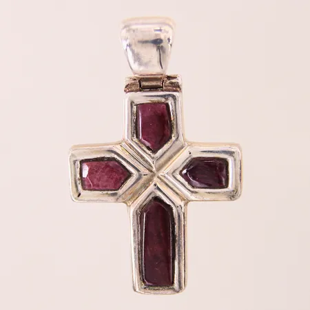 Hänge Kors, 4 färgade stenar, ca 27x44mm, Silver 925/1000 Vikt: 14,9 g