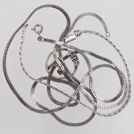 Diverse silver, defekt/av, sten, ojämna länk, 925/1000 silver Vikt: 24,6 g