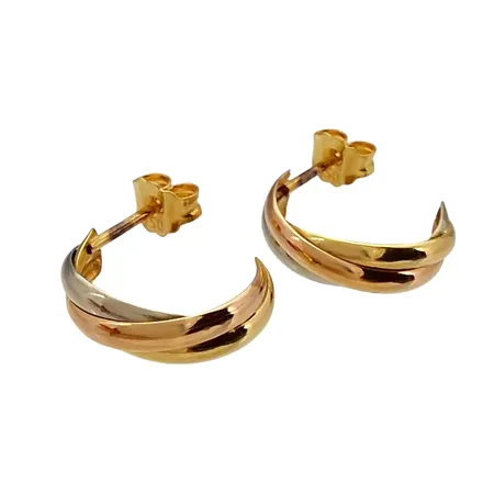 Örhängen Halvcreoler, 18K guld, diameter 12 mm, bredd 3,5 mm, fint skick Vikt: 0,9 g