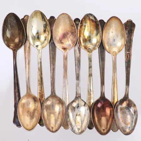 10 kaffeskedar, längd 12cm, modell Chippendale, GAB, 830/1000 silver Vikt: 144,4 g