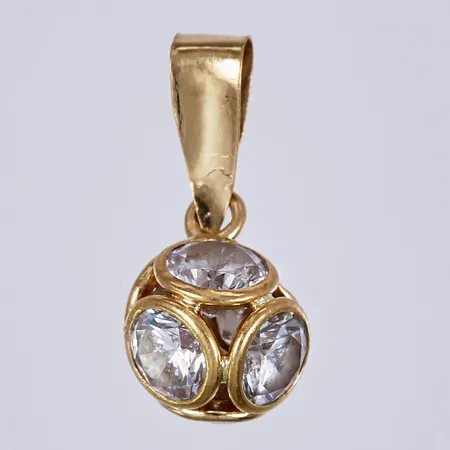 Hänge med vita stenar, CGH, längd ca 13mm, Ø 7mm, 18K Vikt: 0,8 g