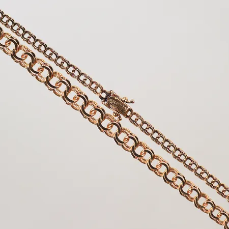 Halskedja, doserad bismarck, längd 43,5cm, bredd 4-7mm, missfärgad, 18K, 17g Vikt: 17 g