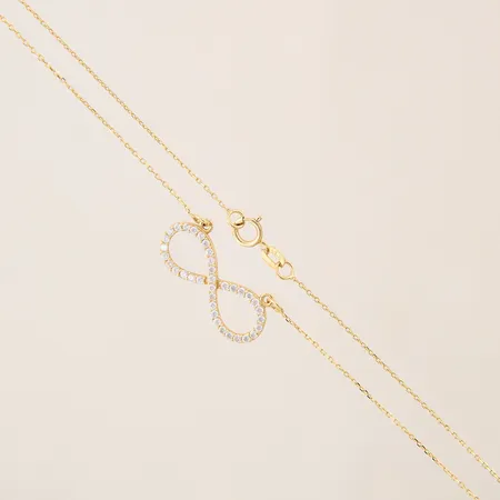 Collier Ankar med integrerat hänge samt vita stenar, längd: 43,5cm, bredd: 0,6-10,5mm, 18K  Vikt: 2,2 g