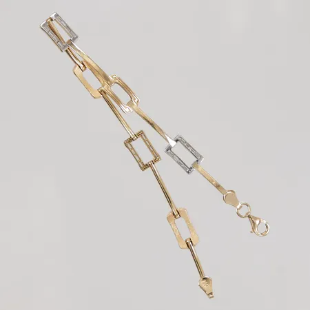 Armband med vita stenar, 19cm, bredd 1,7-7mm, detaljer i vitguld, 18K,  Vikt: 7,2 g
