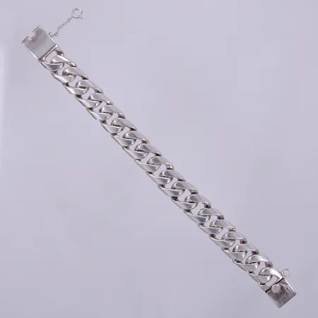 Armband Pansar, längd ca 19cm, bredd ca 14mm, säkerhetskedja, Sterling Mexico, silver 925/1000 Vikt: 60,9 g