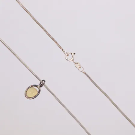 Kedja, ormlänk, längd 42cm, bredd 1,2mm, Italy, Hänge med gul sten, längd 13mm, 925/1000 silver Vikt: 6,2 g