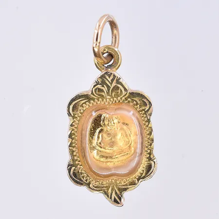 Hänge Buddha, längd 21 mm, bredd 10 mm, 23K. Vikt: 1,6 g