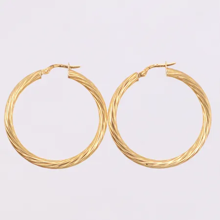 Örhängen, creoler, Ø35mm, bredd 3mm, ihåliga, 18K Vikt: 3 g
