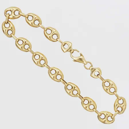 Armband Marinalänk, bredd: 8mm, längd: 20cm, italienska stämplar, 18K guld. Vikt: 10,3 g