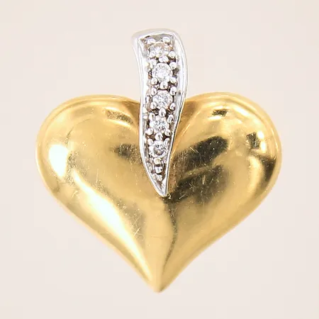 Hänge, hjärta med diamanter 5 x ca 0,01ct, 18x16mm, tvåfärgat, GHA, 18K Vikt: 3,6 g
