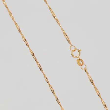 Kedja, Singapore, 51cm, bredd 1,8mm, utländska stämplar, lås i 18K, 21K,  Vikt: 3,6 g