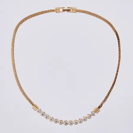 Collier Swarovski med vita stenar, längd: ca 39,3cm, bredd: ca 3-6mm, förgylld metall Vikt: 18,5 g