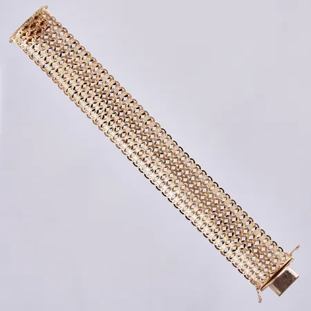 Armband, längd ca 18,5cm, bredd ca 25mm, svensk importsstämpel, 18K  Vikt: 46,2 g