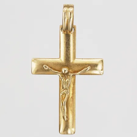 Hänge i form av ett krucifix, höjd inkl. ögla: 45 mm, bredd: 24 mm, 18K guld. Vikt: 7,2 g