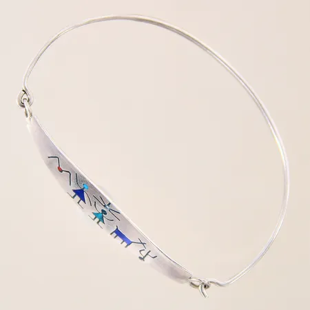 Armring med målade detaljer, 65x45mm, skev, silver 975/1000 Vikt: 7,3 g