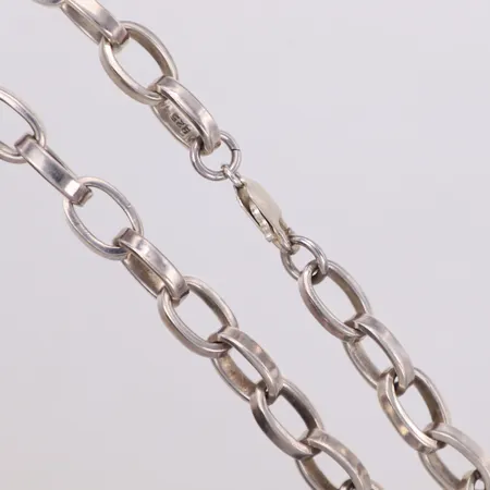 Collier, ankarlänk, 45,5cm, bredd: 10,5mm, 925/1000 silver  Vikt: 81,4 g