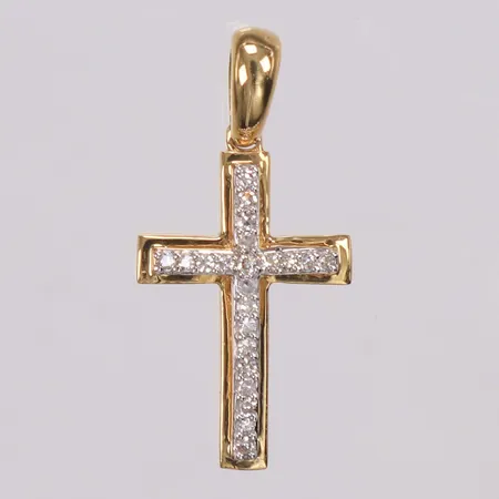 Hänge, kors, diamanter 21xca0,005ct, Guldfynd, längd 21mm inkl ögla, bredd10mm, 18K  Vikt: 0,9 g