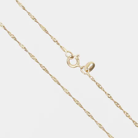 Kedja, Singapore, längd: 39 cm, bredd: 1 mm, 14K guld. Vikt: 0,9 g