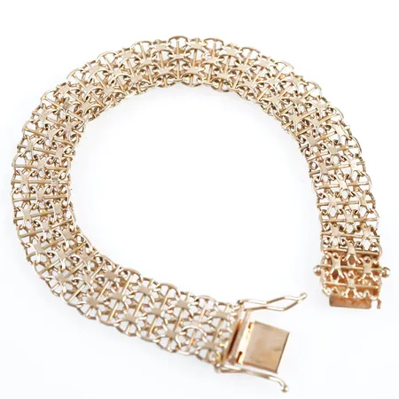 Armband, x-länk m stav, 20cm, bredd 13mm, 18k Vikt: 22,5 g