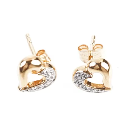 Örhängen m vita stenar, 8 x 8mm, 18k Vikt: 1,5 g