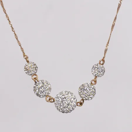 Collier, vita stenar, längd ca 42-45cm, bredd 1-10mm, GHA, 18K, bruttovikt: 4,3g Vikt: 4,3 g