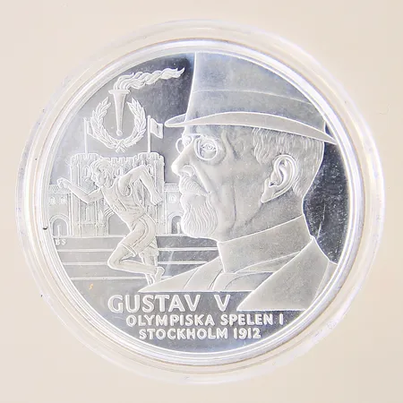 Mynt, Gustav V, Olympiska Spelen i Stockholm 1912, Kungariket Sverige, plastetui, 925/1000 Vikt: 27 g