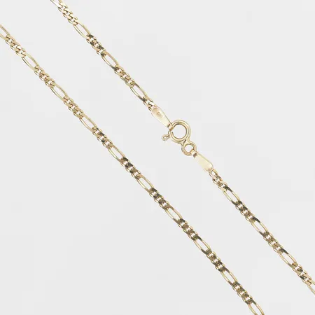 Kedja, Figaro, längd: 45 cm, bredd: 2 mm, 14K guld. Vikt: 3,2 g