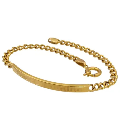 Armband med bricka, 21K guld, gravyr Vikt: 5 g