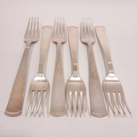 Bordsgafflar 6st, modell Rosenholm, längd 17,7cm, GAB, silver 830/1000 Vikt: 214,2 g