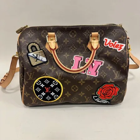 Louis Vuitton, Speedy 30, Bandouliere Monogram Patches, datumkod: AA3148, hänglås samt nycklar, fläckar invändigt, dustbag