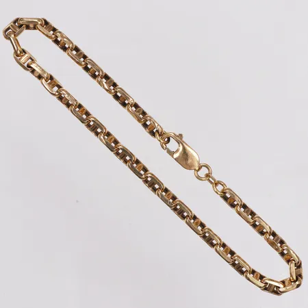 Armband, längd ca 21,5cm, bredd 4,5mm, ihålig, klämda länkar, 18K Vikt: 6,4 g